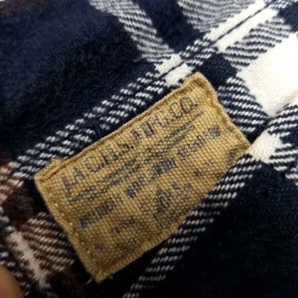 JACHS NY Blue Brawny Plaid Cotton Flannel Shirt Wester Button Down Casual Small - Picture 7 of 9
